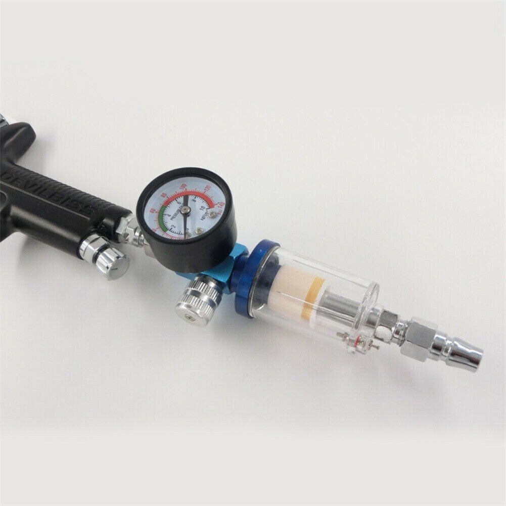 Mini Air Pressure Regulator Gauge Spray Gun & In-Line Water Trap Air Filter UK