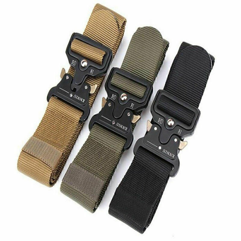 Men Quick Release Tactical Belt Black Webbing Nylon Work Military Waistbelt Gift