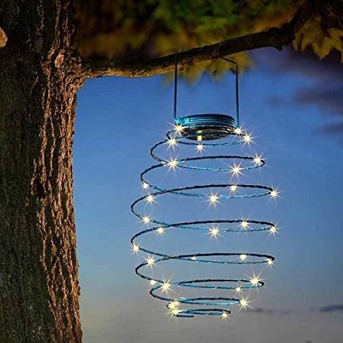 Solar Spiral Light LED Warm White Rainbow Outdoor Patio Garden Fence Decor