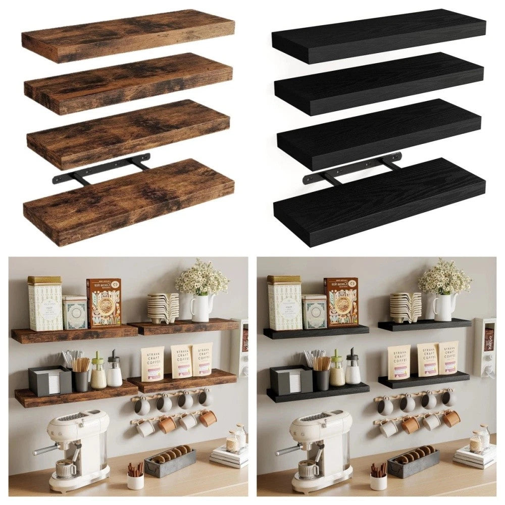 Set of 4 Floating Wall Shelves Picture Ledge Display Rack Book Hanging Shelf New