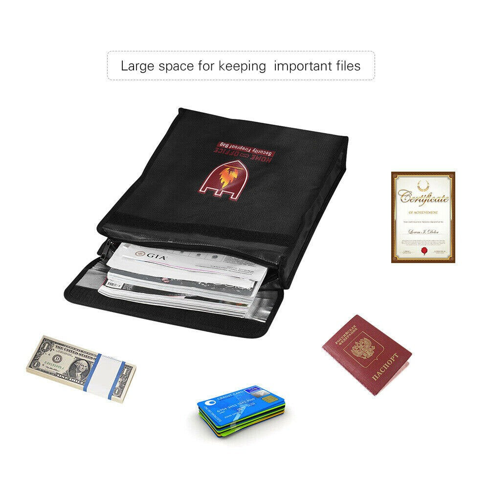 Fireproof Pouch Waterproof Document Bag File Envolope Safe Storage Cash Box Bag