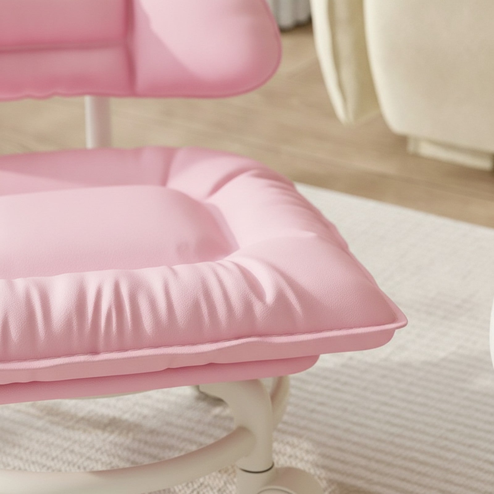 Rolling Stool with Backrest Low-Height Mobile Chair with Cushion Comfortable