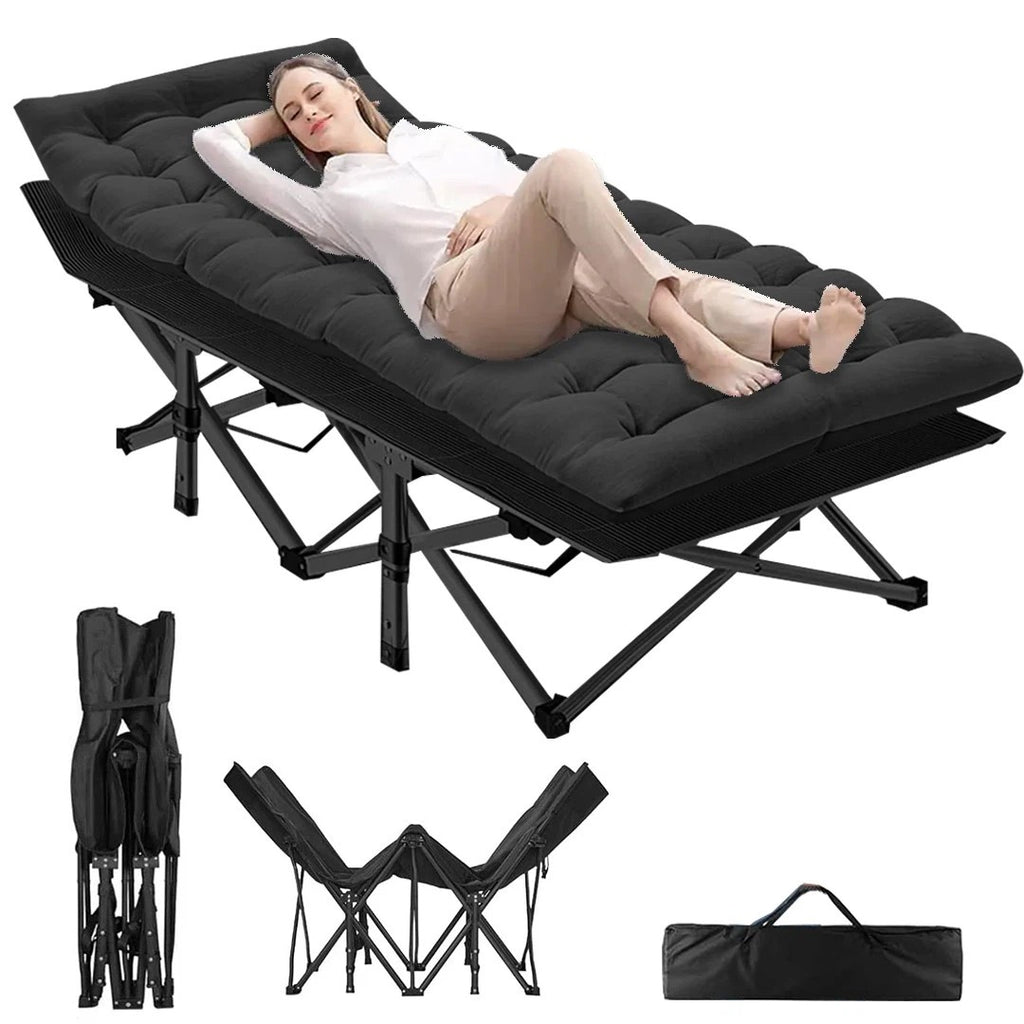 Camping Cot Heavy-Duty Portable Camping Bed  Folding Sleeping Bed with Mattress