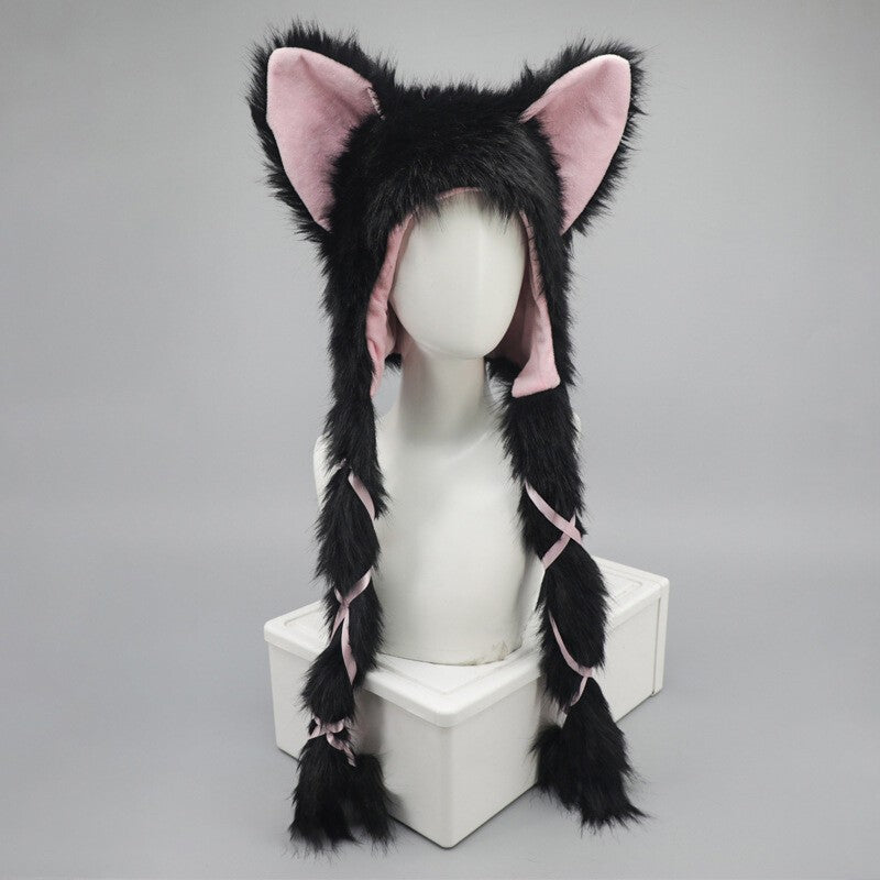 Fluffy Plush Fox Ears Headwear Warm Hat Lolita Girl Costume Party Hat Cosplay