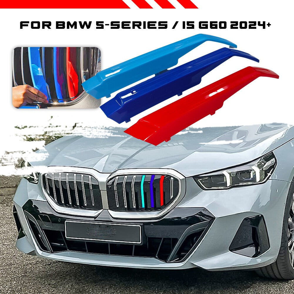 Front Kidney Grille M-Color Strip Insert Clip Trim For BMW 5-Series i5 G60 2024+