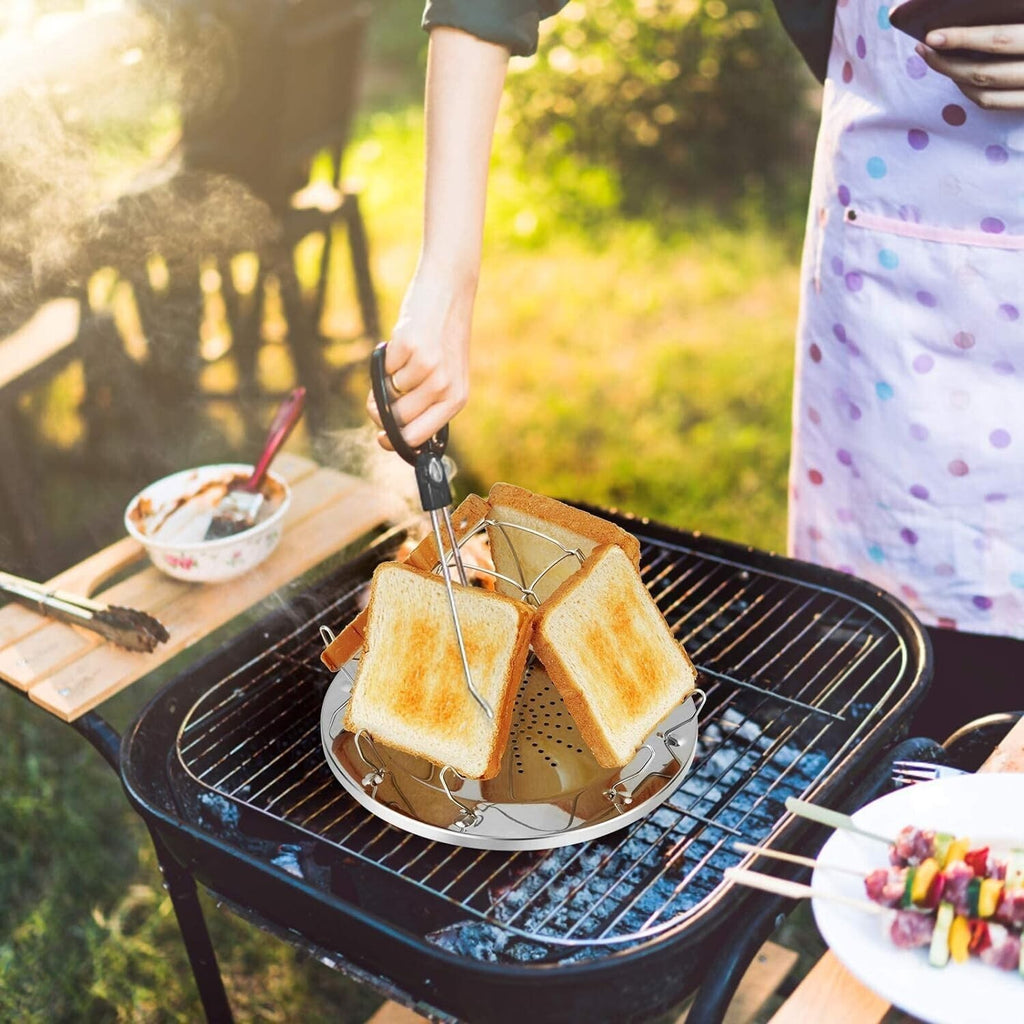 Camping Toaster 4 Slice Folding Gas Toaster, Camping Mini Toaster for Gas Stoves