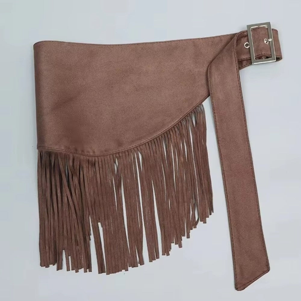 Fringe Mini Skirts Cowboy Style Triangle Butt Curtain  Streetwear