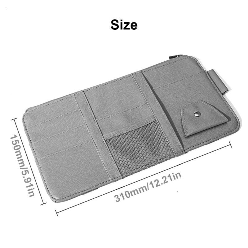 Car Sun Visor Organizer Interior Pocket Pen Glasses Leather Storage Bag Holder