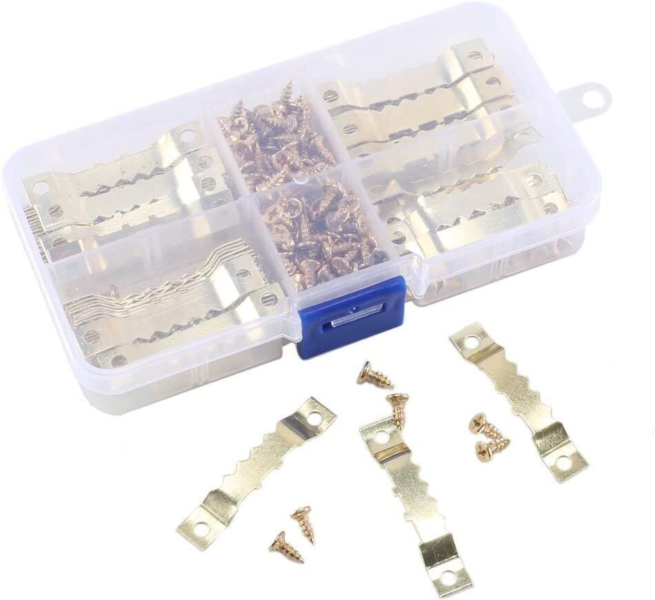 100x Sawtooth Picture Frame Wall Hangers Hardware Hanging Set with 200 Screws UK