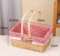 Rectangular Woven Wood-Chip Fruit Basket With Handle Instagram Style