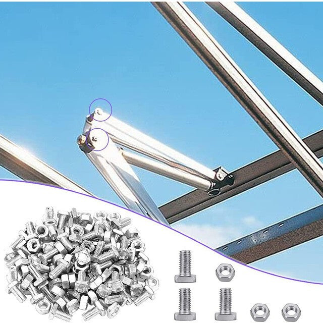 50X Greenhouse Bolts and Nuts Sets Glasshouse Aluminium Nuts & Bolts Square Head