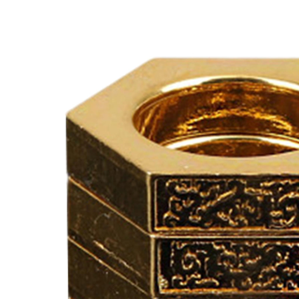 4 Set Hexagon Round Retro Outdoor/Safe 4-Finger Ring for Outdoor Camping