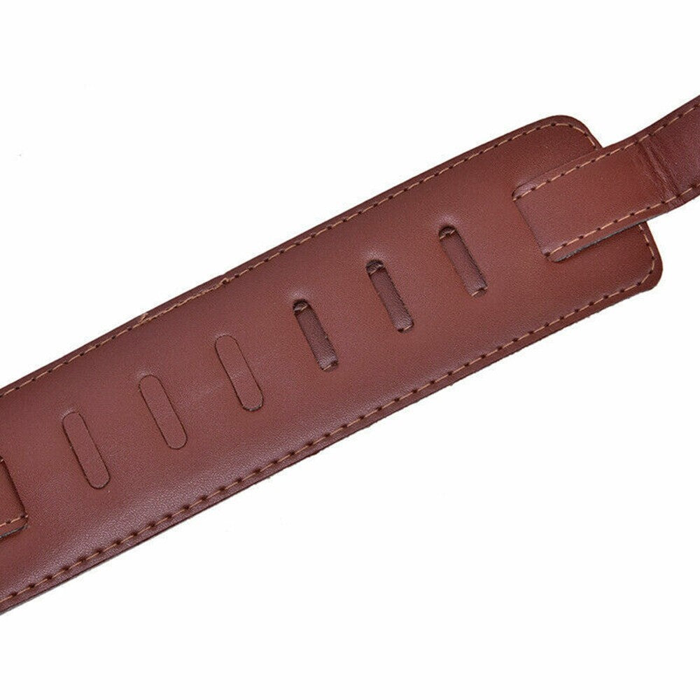 Brown Adjustable Soft Leather Thick Guitar Strap Belt for Electric Acoustic
