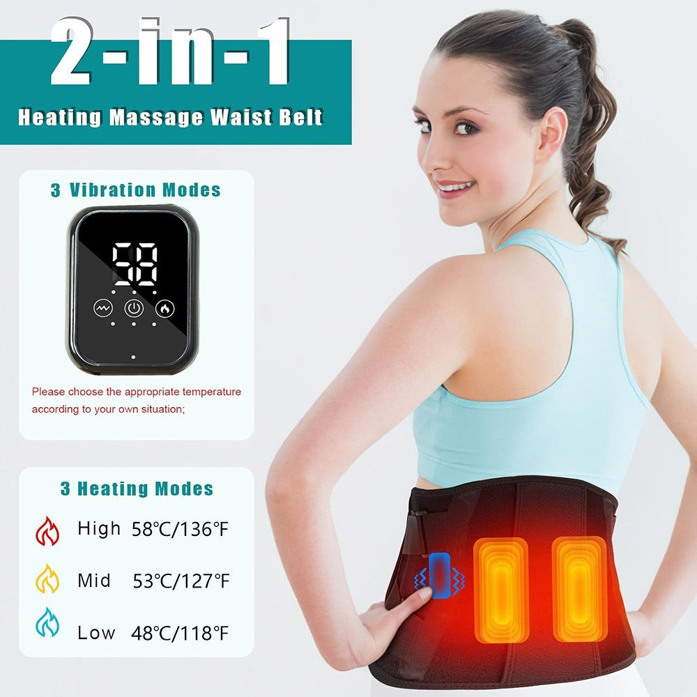 Heating Massage Waist Belt Cordless Pad Electric Heat Wrap For Back Relief