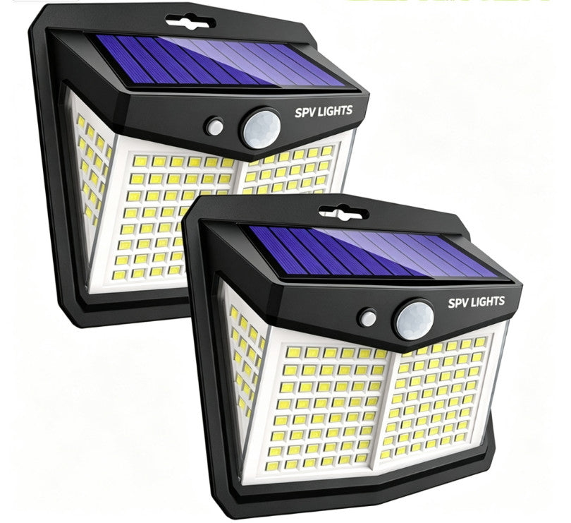 2PK Solar Wall Lights PIR Motion Sensor 128 LED Outdoor Garden Security Lamp