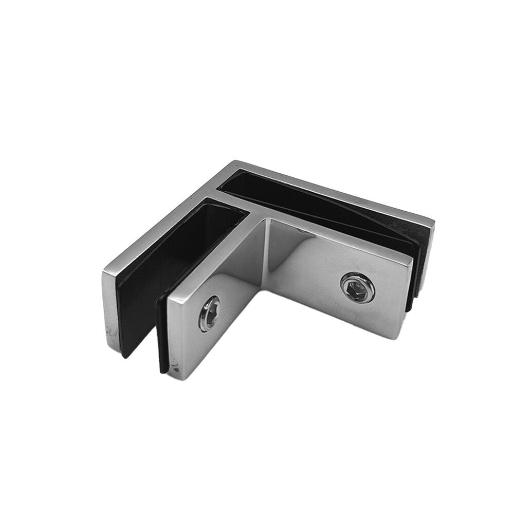 2XStainless Steel 90 Degree Glass Balustrade Stiffener / Clamp 10-12mm - Duplex