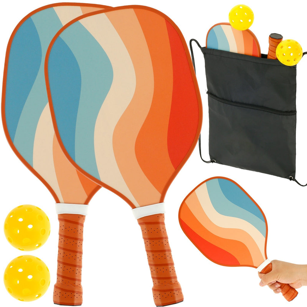 2Pcs Pickleball Paddles Set with 2 Balls 2 Handle Covers and Storage Bag CovbF