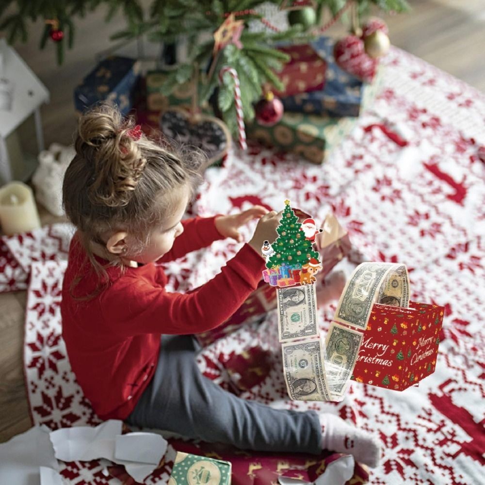 Christmas Cash Box Money Roll PullOut Box Surprise Cash Gift Box Party Decor