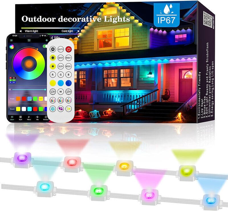 Permanent Outdoor Eaves Lights Smart RGBIC App Remote LED DIY Scene Modes lamp