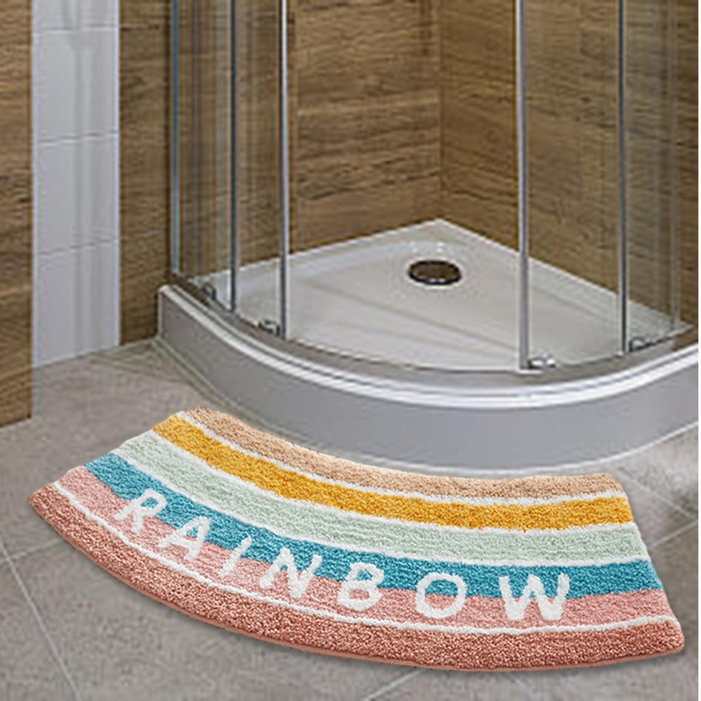 Curved Shower Mat Bathroom Mat Non-Slip Foot Rug Plush Bath Mat Curved Bath Mat