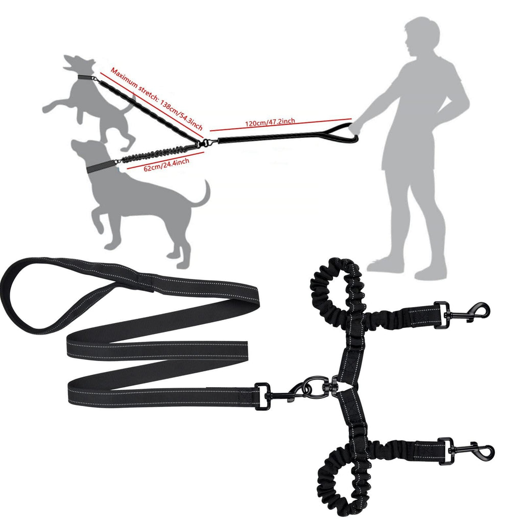 Double Dog Leash Dual Two Dog Lead Splitter No Tangle 2 Way Dogs Walking Leash
