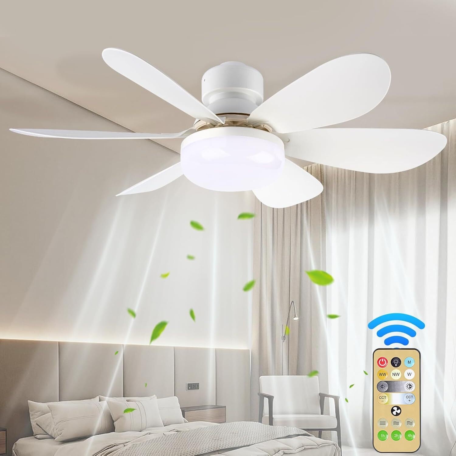 52cm Socket Ceiling Fans with Lights and Remote E27 Socket for Bedroom UK