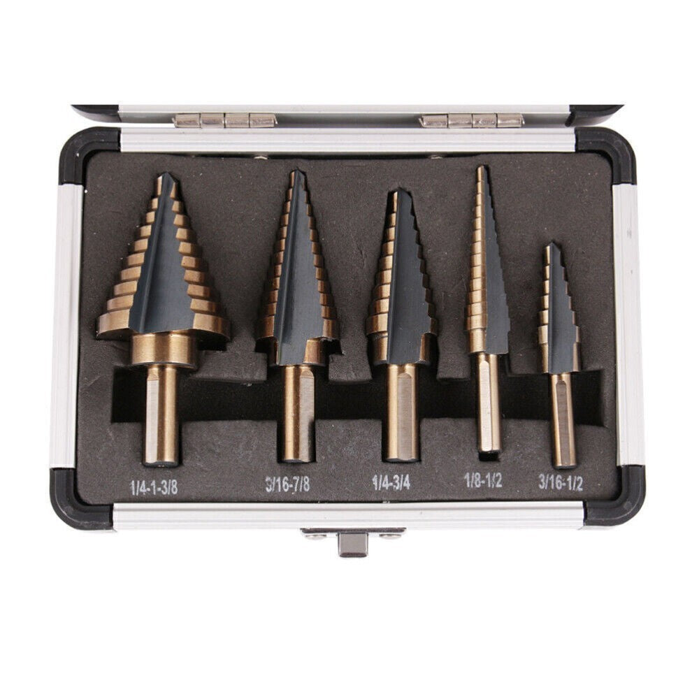 5Pcs HSS Cobalt Hole Large Metal Step Drill Bit Set Titanium Cutter Cone Tools