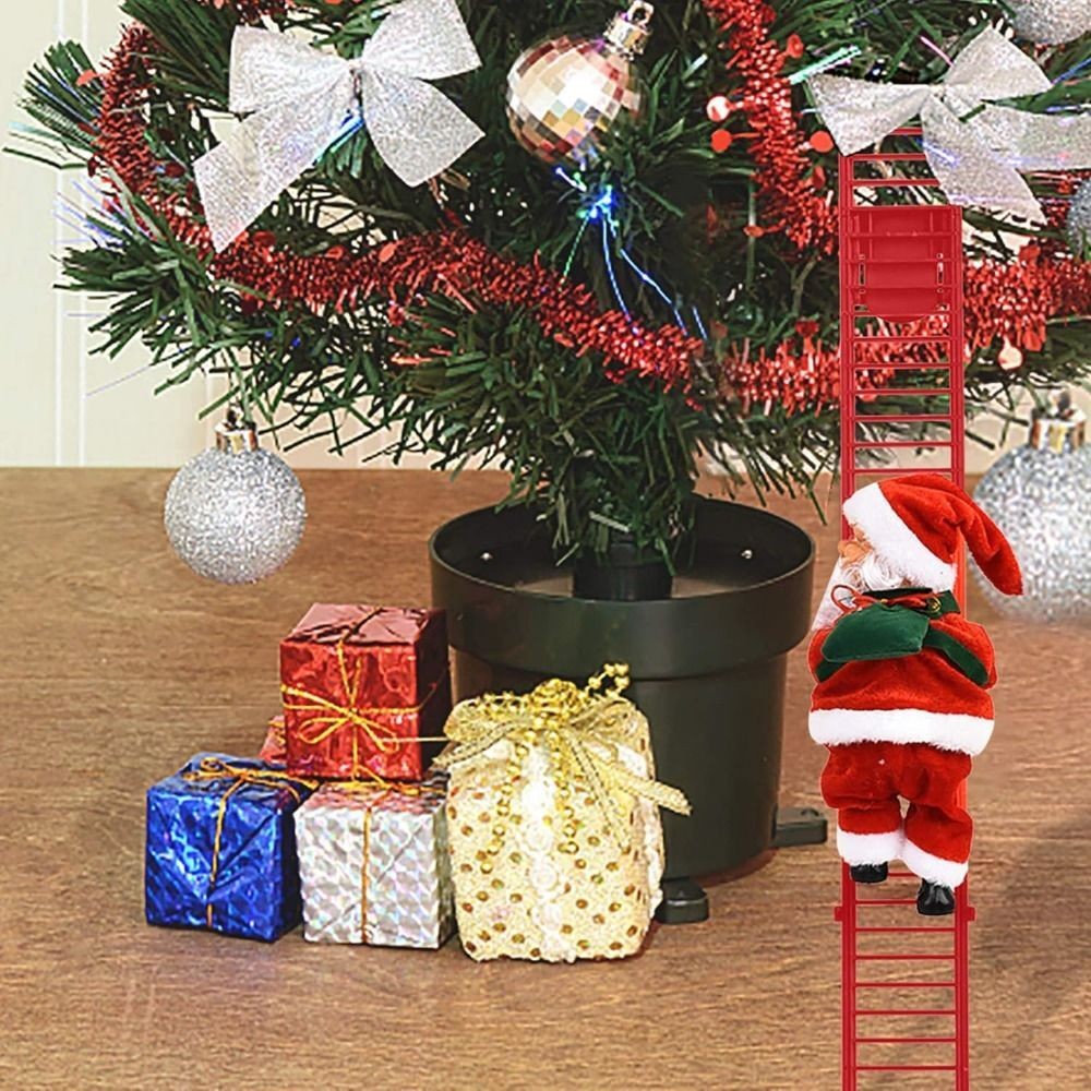 Christmas Electric Santa Claus Climbing Ladder Doll Music Xmas Music Decor Party