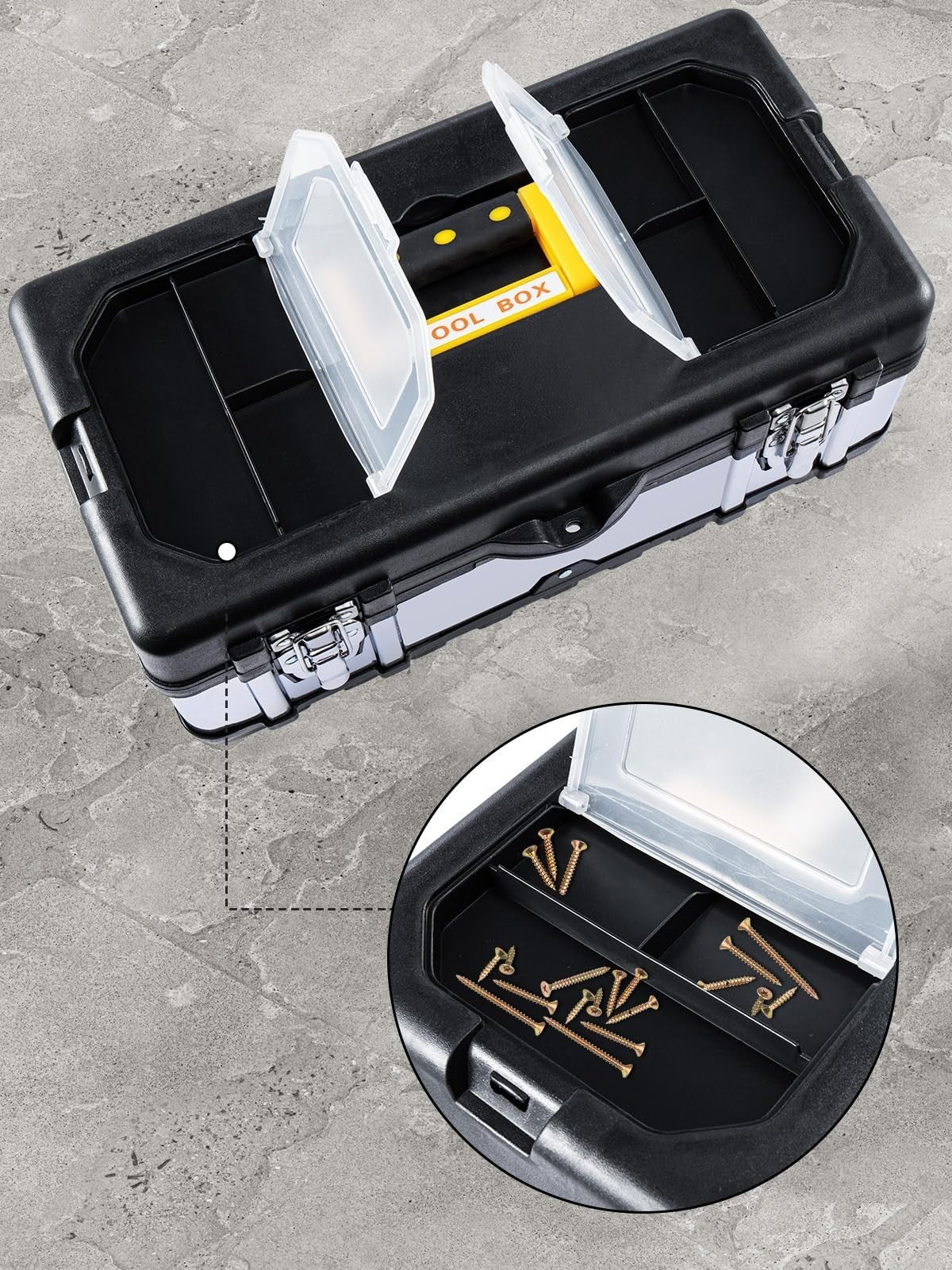 Stainless Steel Chest Storage Case + Removable Tray Heavy Duty Tool Box