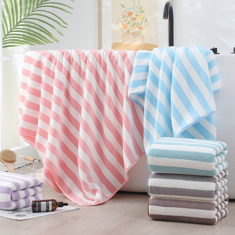 Small/Large Beach Towels Soft Absorbent Striped Towels Home Bath Towel