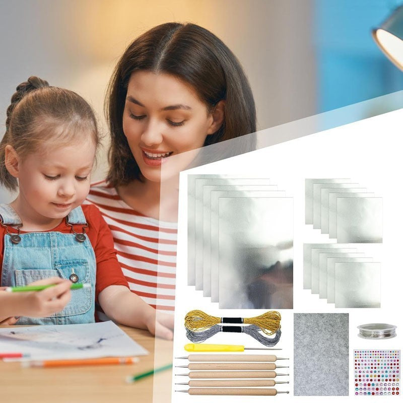 Aluminum Foil Craft - Decorative Foil Embossing Kit | Shiny Gold Glitter Effect