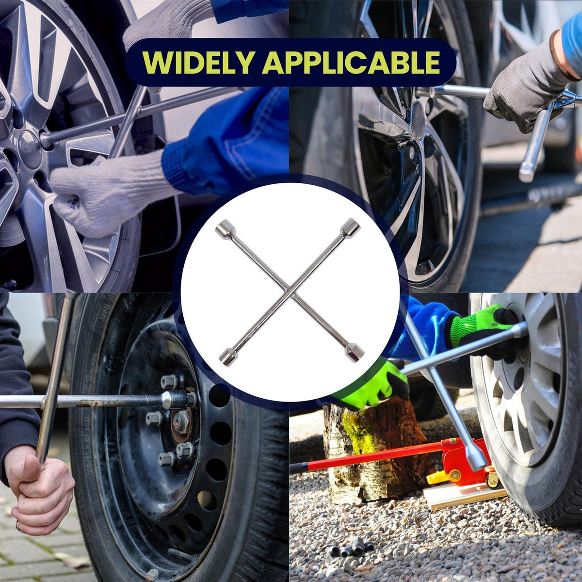 4-Way Universal Cross Wheel Nut Wrench17 19 21 23 MM CAR BRACE Spanner