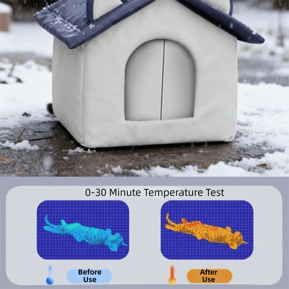 Winter Warm Insulated Cat Shelter Outdoor Cat House Weatherproof Feral Cat House