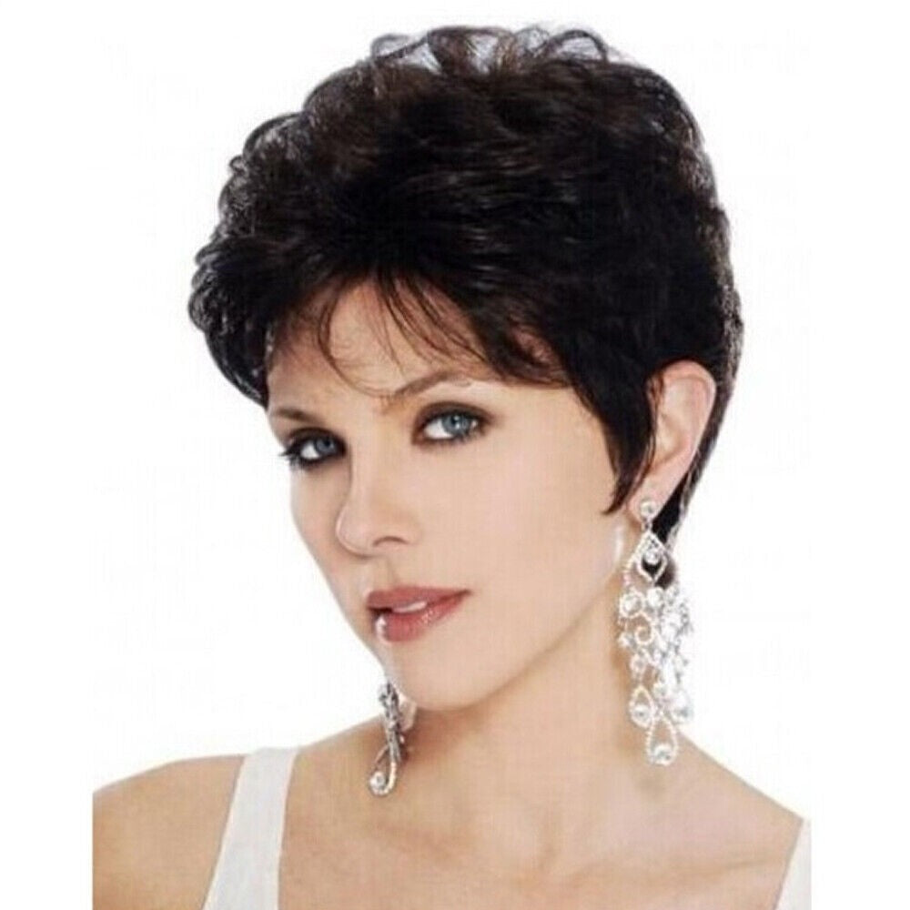 Women Natural Short Straight Wavy Curly Pixie Cut BOB Wig Casual Hair Wigs