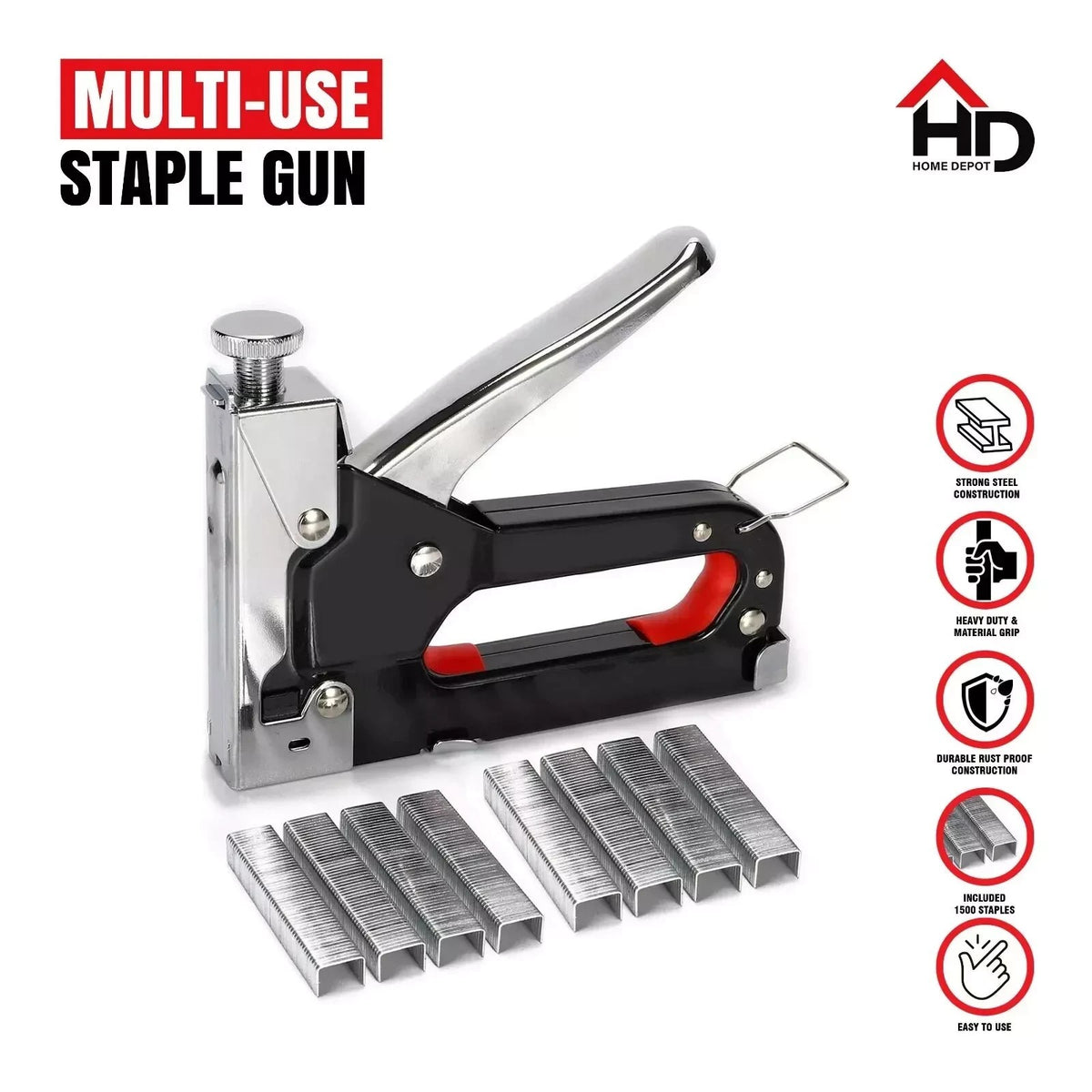 Staple Gun Heavy Duty Tacker Upholstery Woodworking + 1000 Staples Craft Tool
