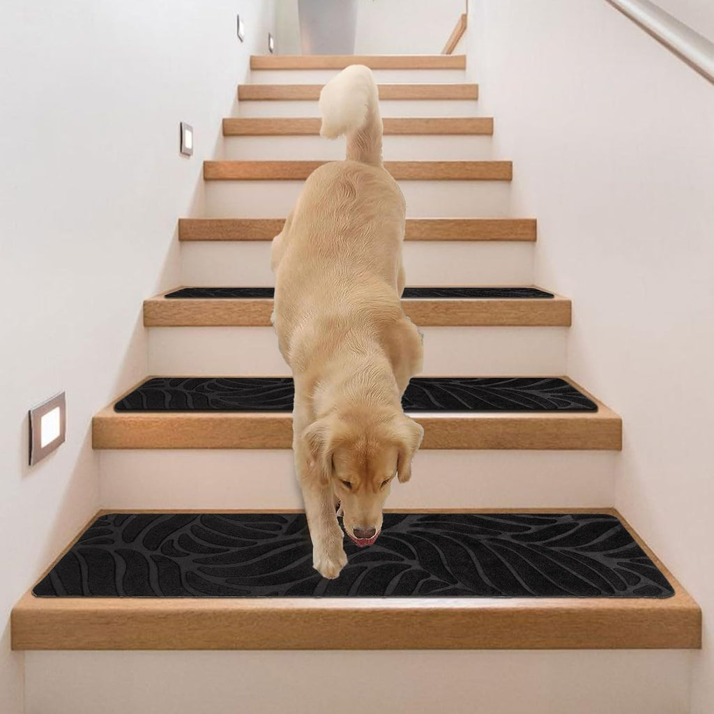 15Pcs Stair Pads Set Carpet Stair Treads Non Slip Adhesive Step Mats Home Decor