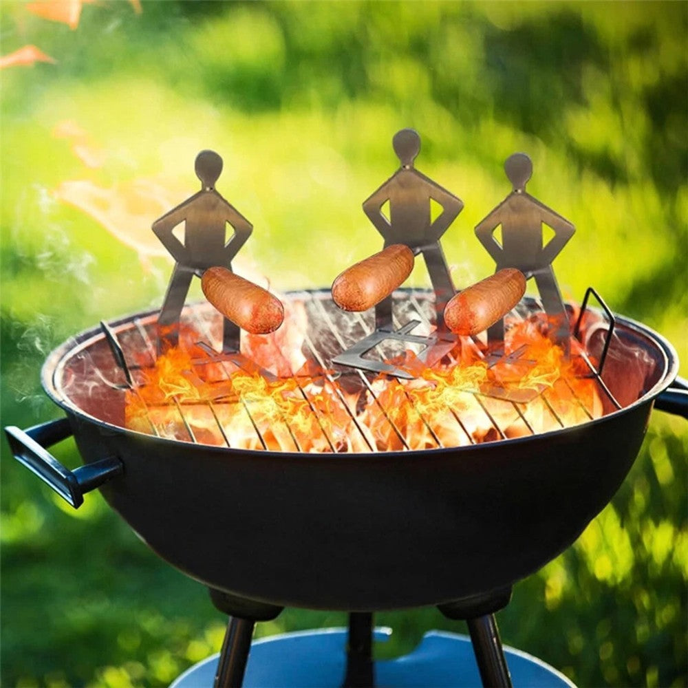 Funny 2-4PCS Hot Dog Holder Grill Rack Men Figure Rack Stands Foldable Roaster