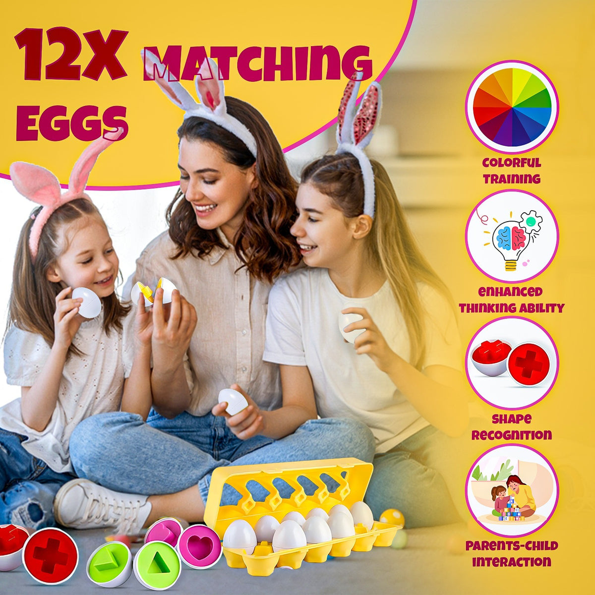 12x Matching Eggs Colour Children Toy Montessori Sensory Educational Kids Puzzle