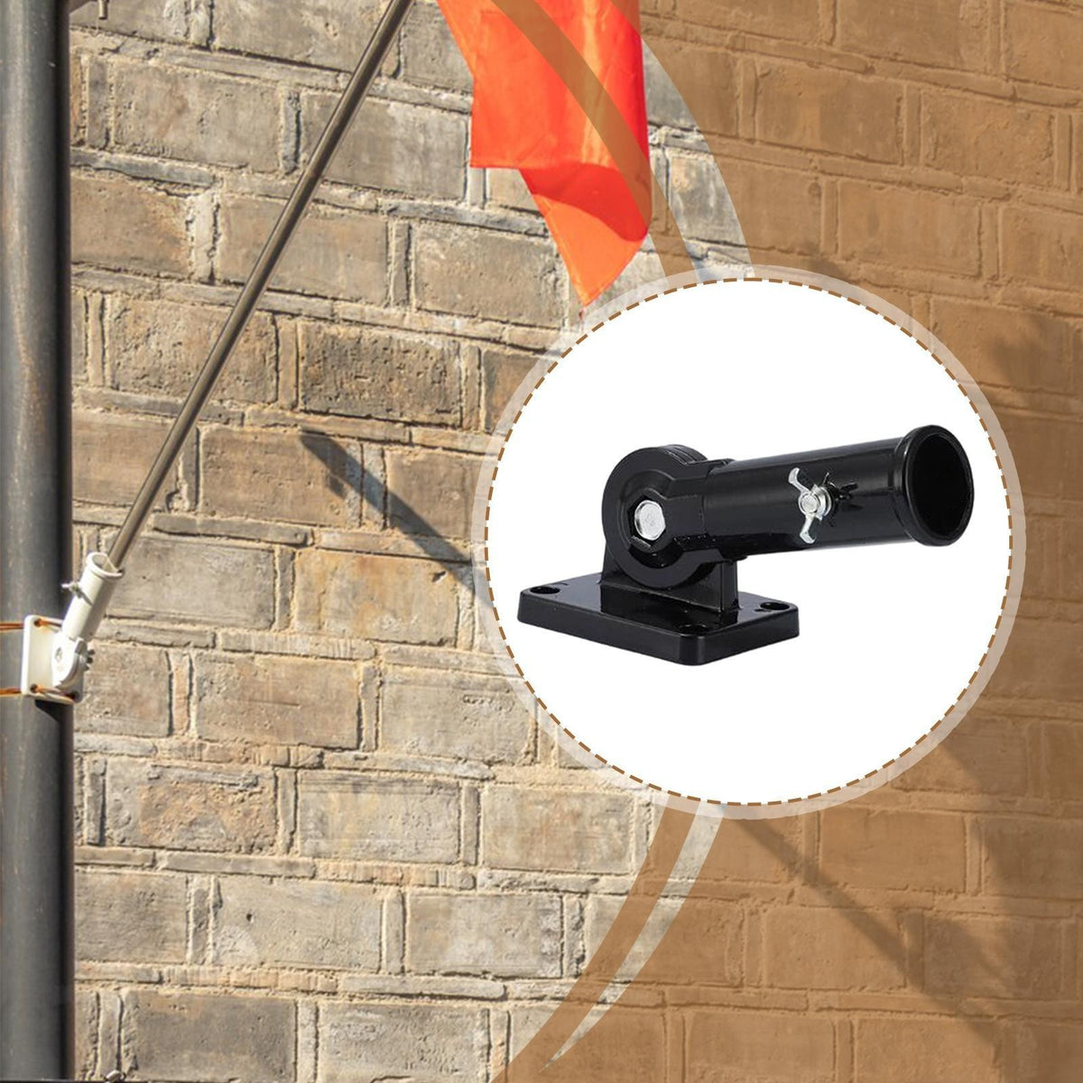 Flag Pole Holder Aluminum Alloy Sturdy Wall Mounted for Outside Balcony Shop