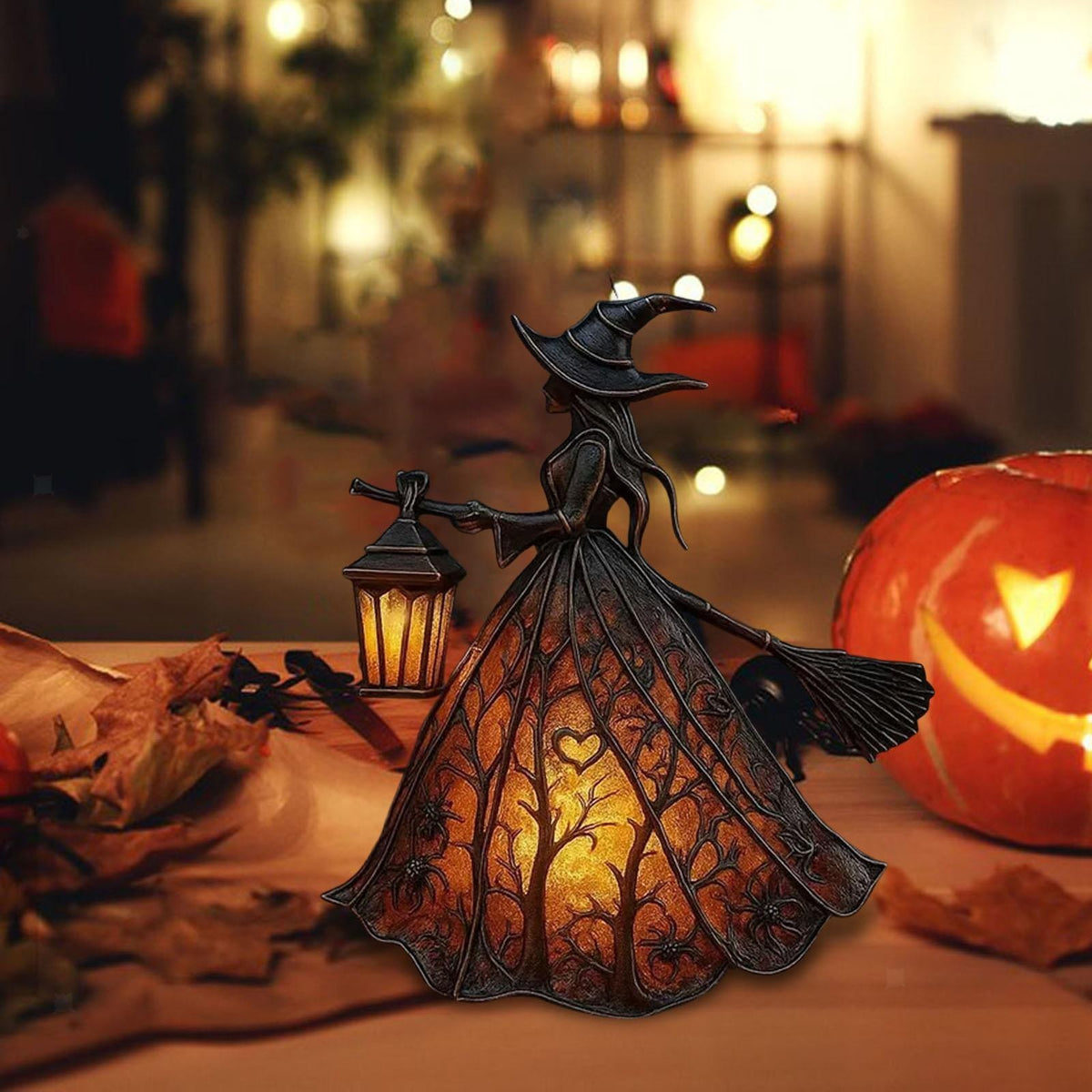 Halloween Witch Lamp Unique Spooky Fun Night Light for Indoor Tabletop Porch