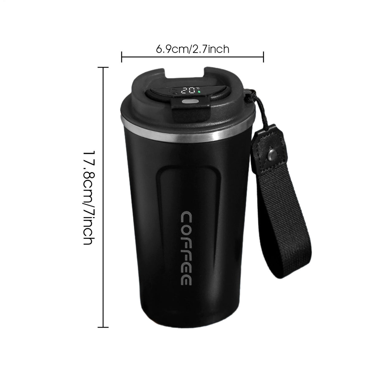 510ml Thermos Coffee Mug Stainless Steel Coffee Cup Temperature Display Vacuum
