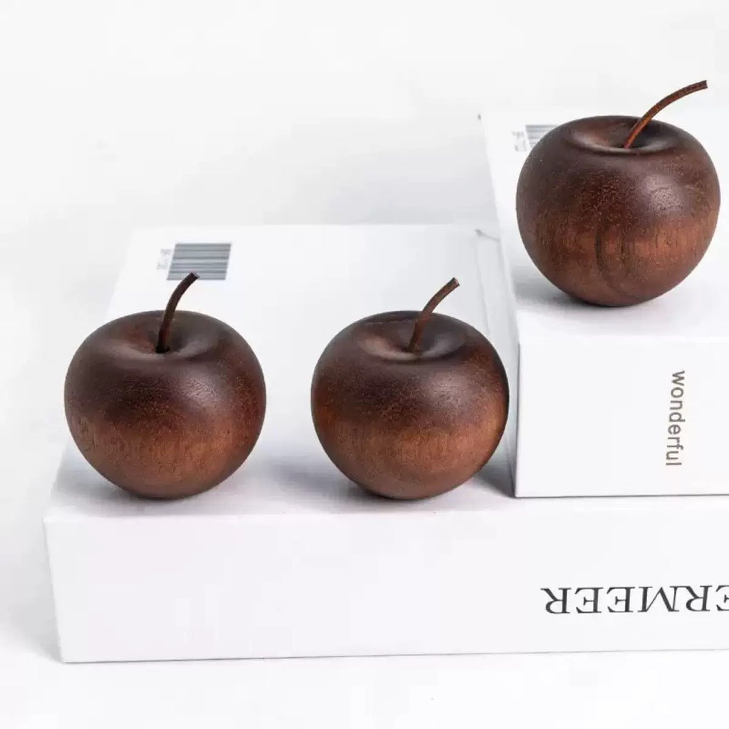 3x Apple Shaped Oil Diffusers Dark Wood  Flameless Wooden Essential Oil Diffuser