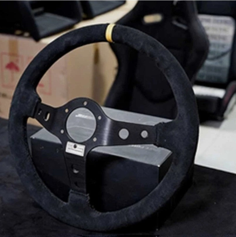 OMP 350mm 14' Suede Leather Black Deep Cone Racing Sport Steering Wheel~~~