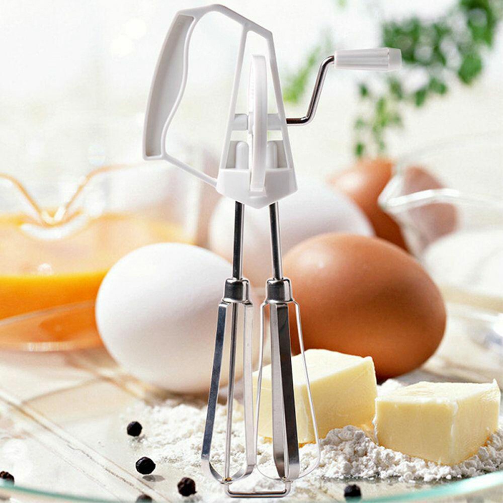 Rotary Manual Hand Whisk Egg Beater Stainless Steel Mixer Blender Kitchen Tool