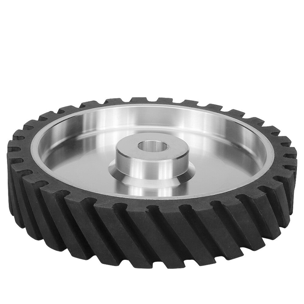 150mm/200mm/250mm Black Rubber Serrated Sand belt Grinding Contact Wheel