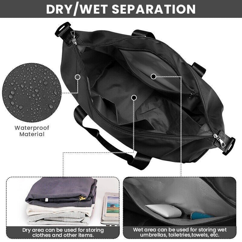 Large Women Gym Bag Multi Purpose Sports Duffle Bag Travel Luggage Carry Bag