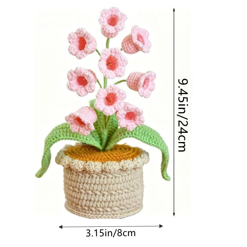 Lily of the Valley Lamp, Crochet Flowers LED Lantern Gift For Valentine's Day