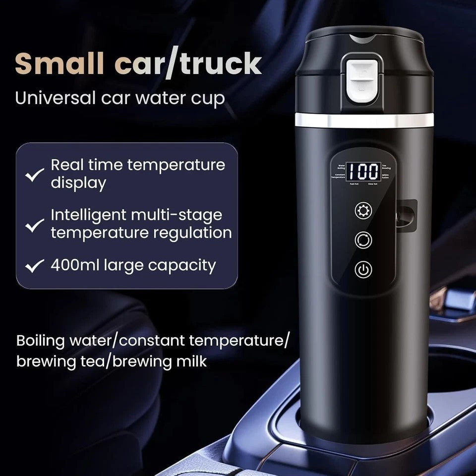 12V/24V Electric Kettle Car Heating Cup 500ml Thermos With Smart Touch Screen .