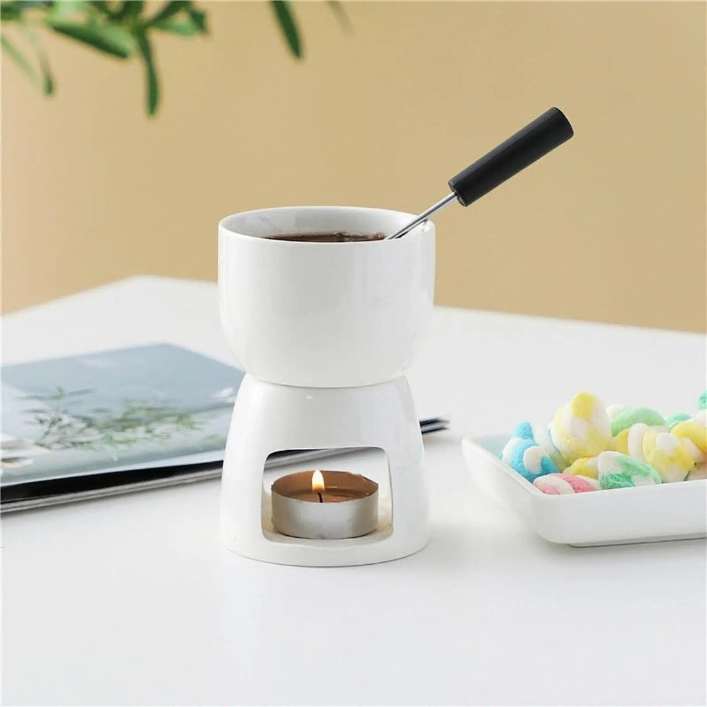 Chocolate Fondue Pot Tea Light Porcelain Melting Pot Ceramic Hot Pot Butter Warm