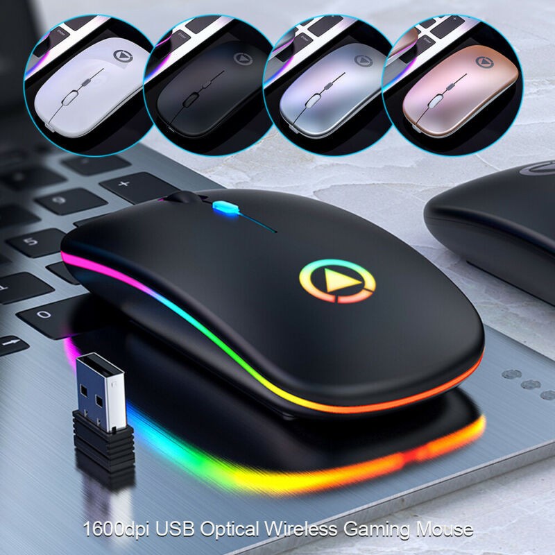 Slim Rechargeable Bluetooth/ USB Wireless RGB Mouse for Tablet PC Andoid iPad